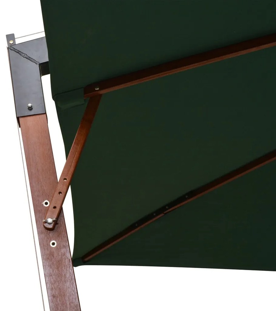 Guarda-sol suspenso com mastro de madeira 300x300 cm verde