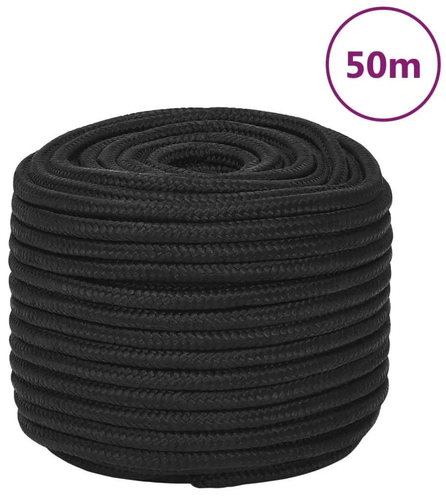 Corda de barco 12 mm 50 m polipropileno preto completo