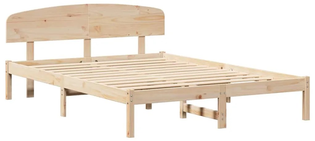 Estrado de Cama com Cabeceira 160x200 cm Madeira Sólida Pinho