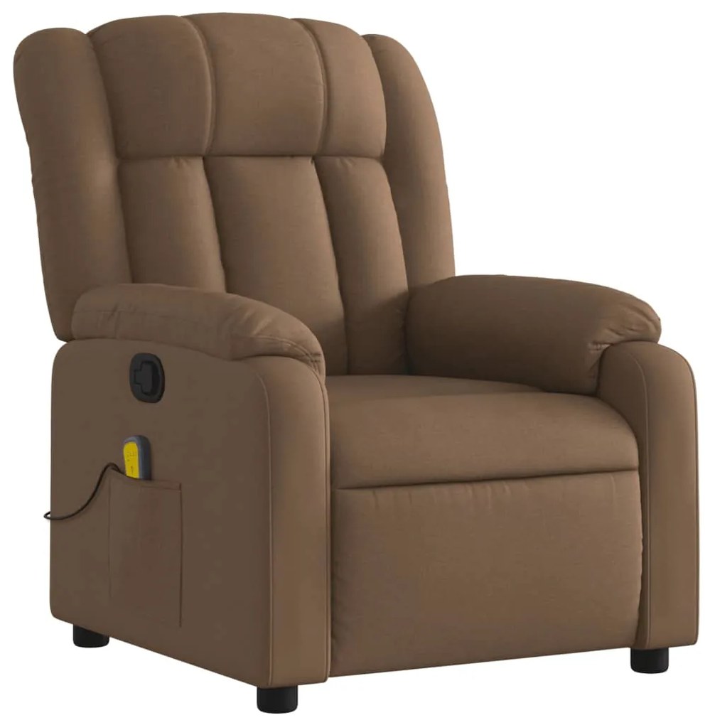 Poltrona de massagens reclinável tecido castanho