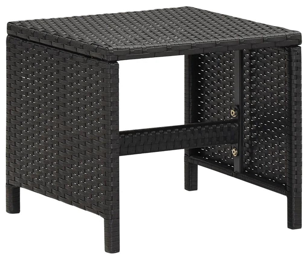 Bancos de jardim 4 pcs com almofadões vime PE preto
