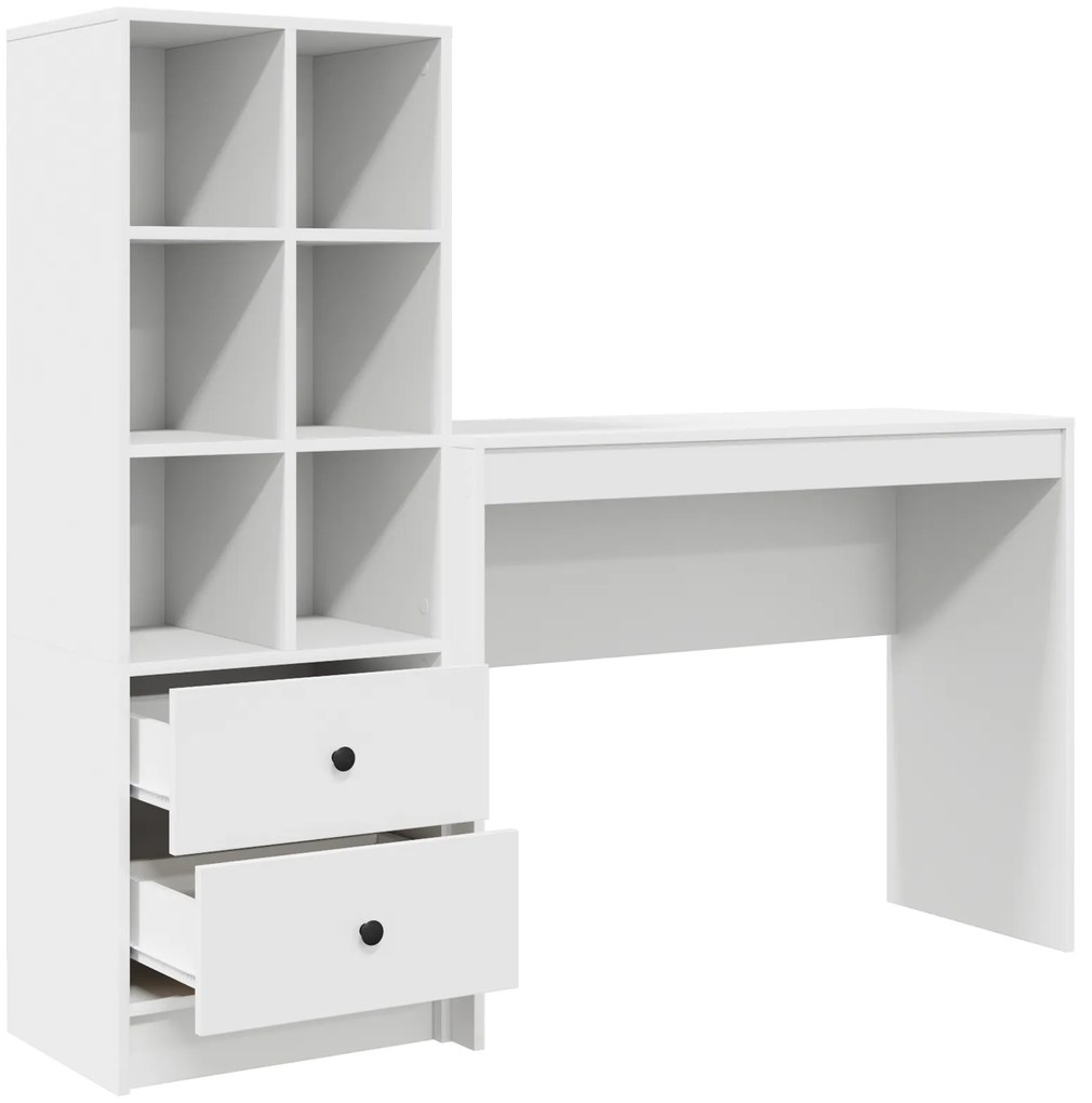 Mesa com Armazenamento Branca de Madeira Ingenheirada