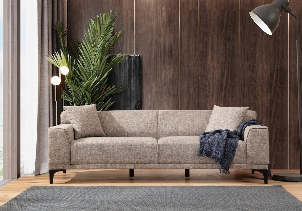 Sofá de 3 Lugares Petra – Cor Fawn – 215 x 87 x 86 cm