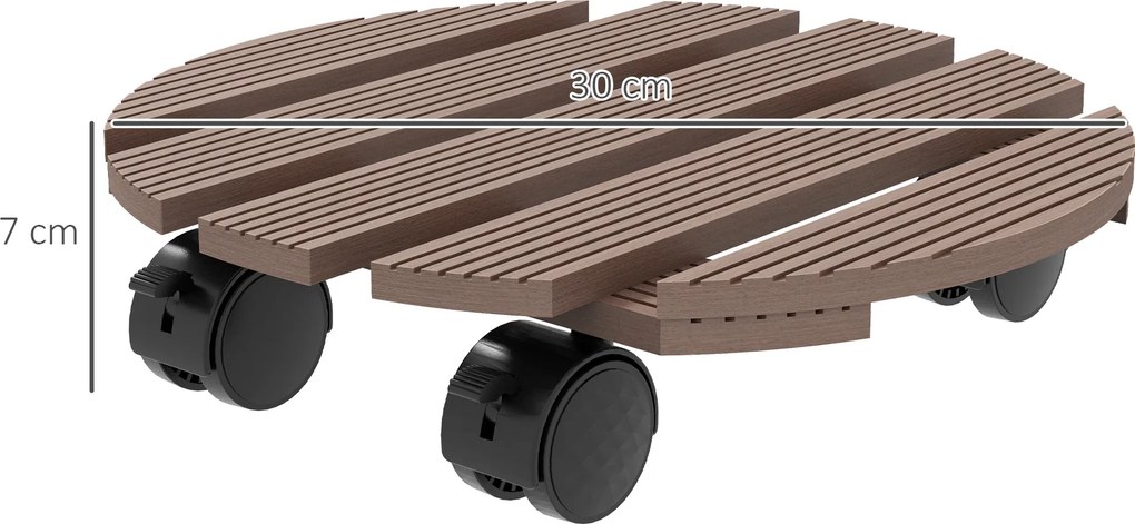 Conjunto de 4 suportes redondos de Ø30 cm para plantas - suporte para plantas com rodas, para interior e exterior
