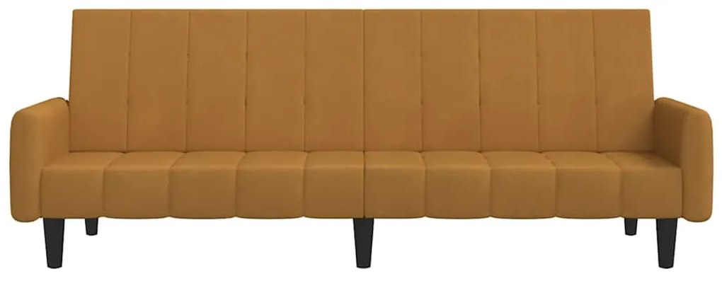 Sofá-cama de 2 lugares veludo castanho