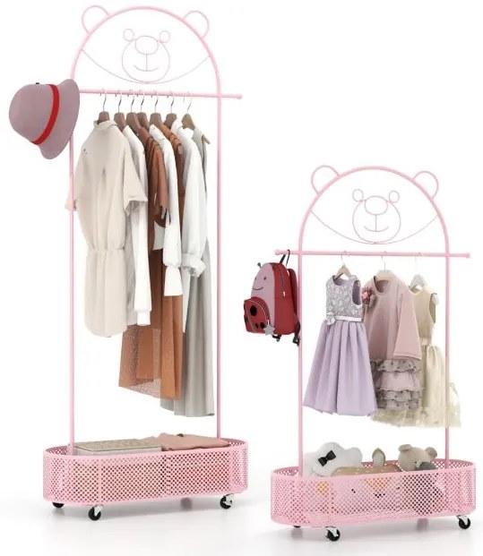 Cabideiro autônomo com rodas Kid Home com 3 alturas ajustáveis ​​- Branco