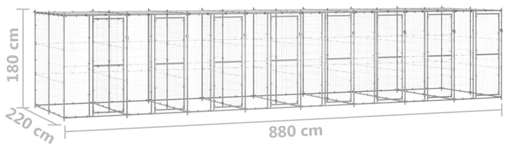 Canil de exterior com telhado 19,36 m² aço galvanizado