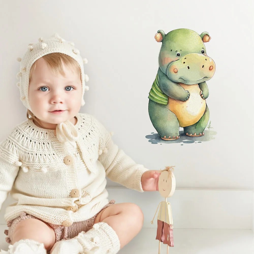 Autocolante para quarto infantil - Hipopótamo