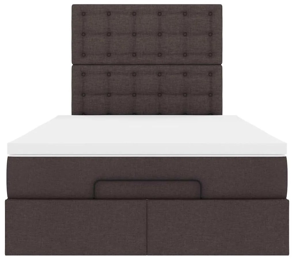 Estrutura de cama otomana com colchão 120x190cm castanho escuro