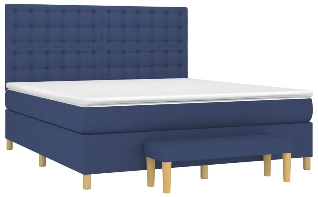 Cama com molas/colchão 160x200 cm tecido azul