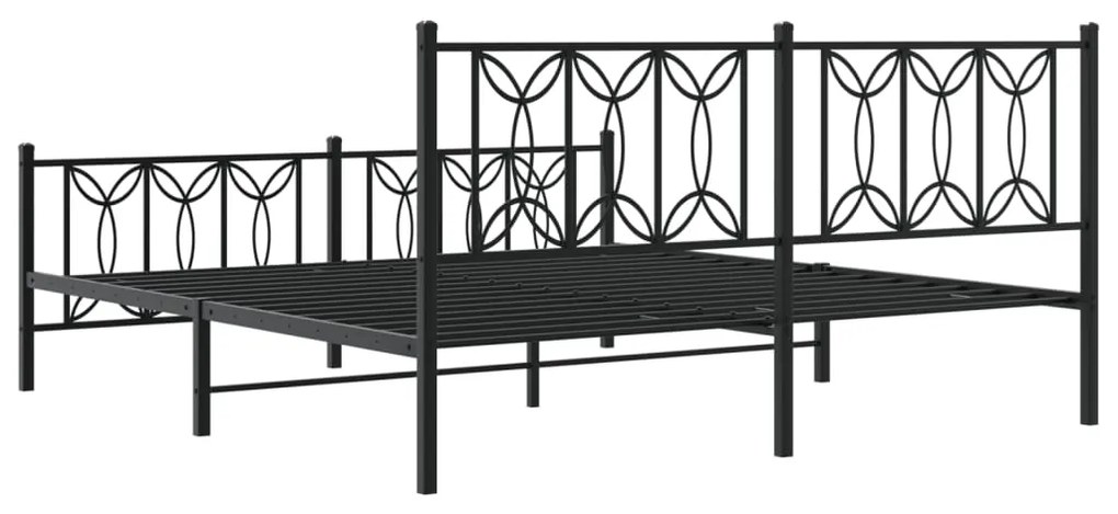 Estrutura de cama com cabeceira e pés 183x213 cm metal preto