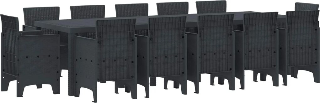 vidaXL Conjunto de Jantar para Jardim 13 pcs Antracite Plástico