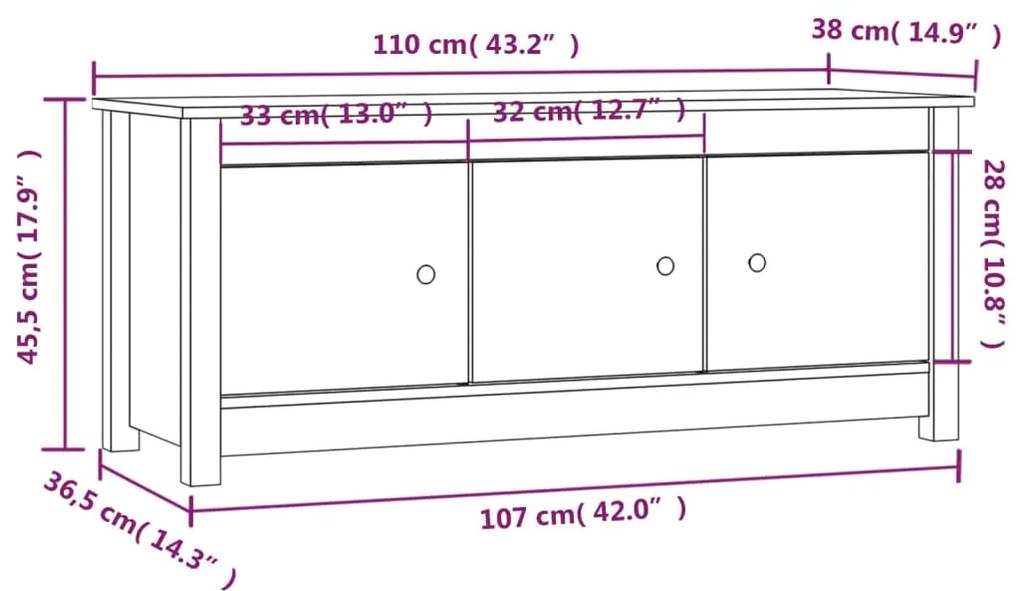 Sapateira 110x38x45,5 cm pinho maciço branco