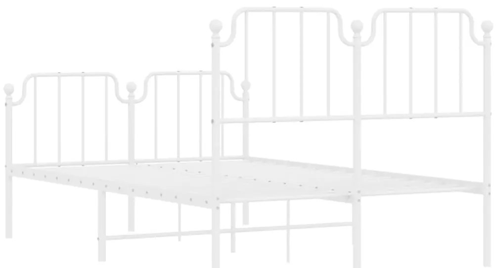 Estrutura de cama com cabeceira e pés 120x190 cm metal branco