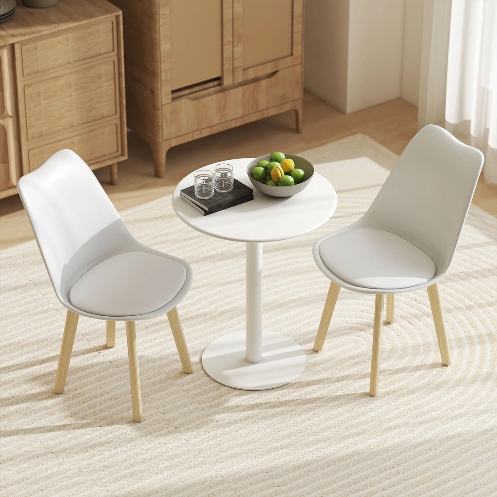 Mesa de Refeição Redonda para 2 Pessoas (CADEIRAS NÃO INCLUIDAS) Mesa de Cozinha de Aço para Interior e Exterior Ø60x72 cm Branco
