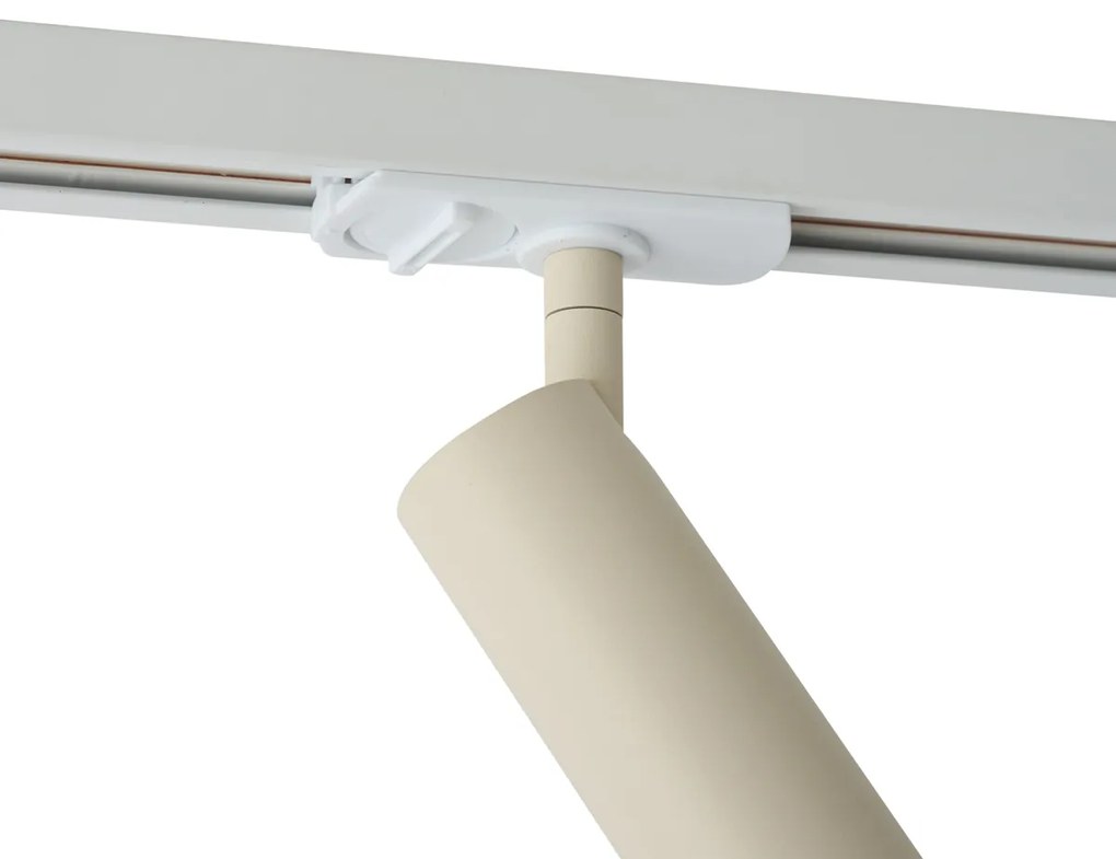 Foco moderno bege com adaptador branco para sistema de calha monofásico GU10 35mm - Iconic Jeana Luxe
