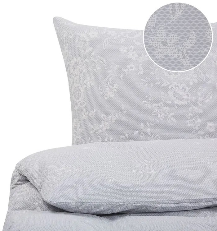 Conjunto de capas de edredão em algodão acetinado cinzento 155 x 220 cm MORNINGSIDE Beliani