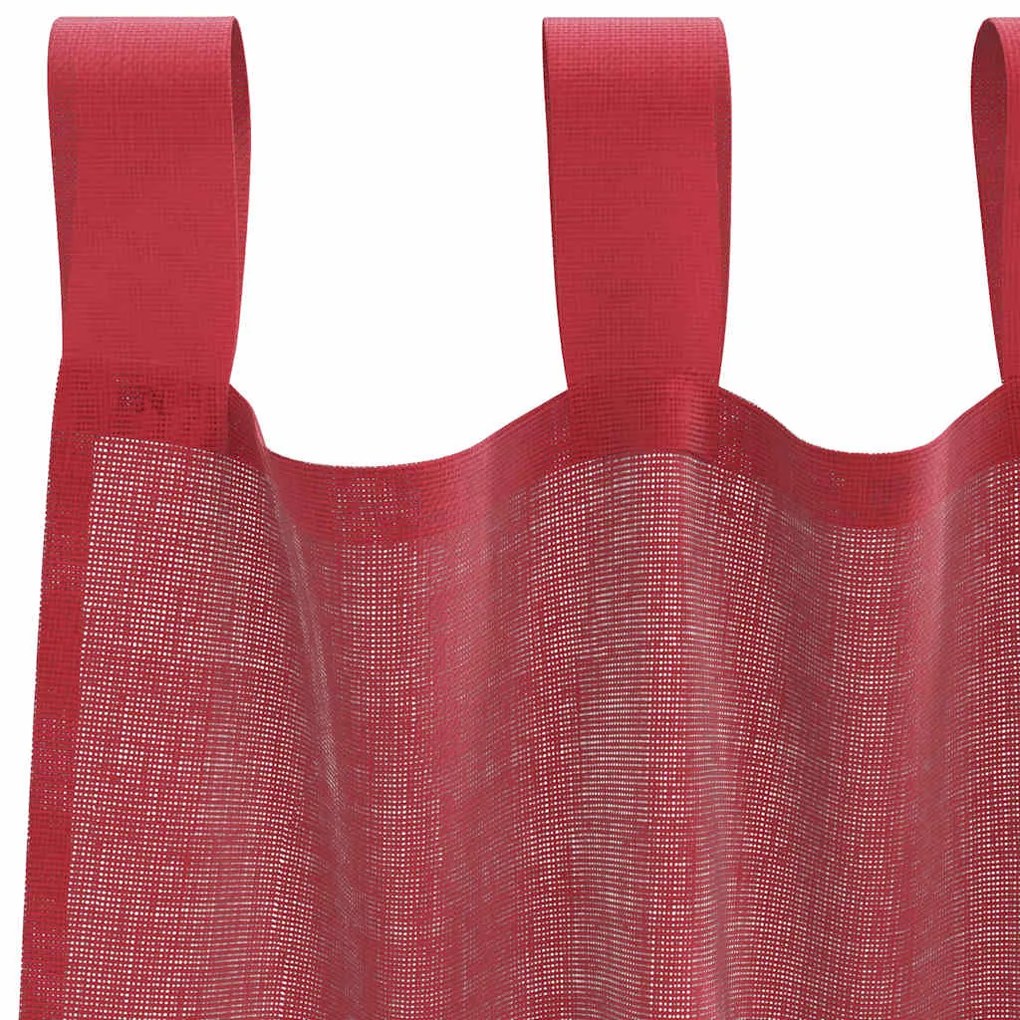 Cortinas de voile com laços 2 pcs vermelho tinto 140x260 cm