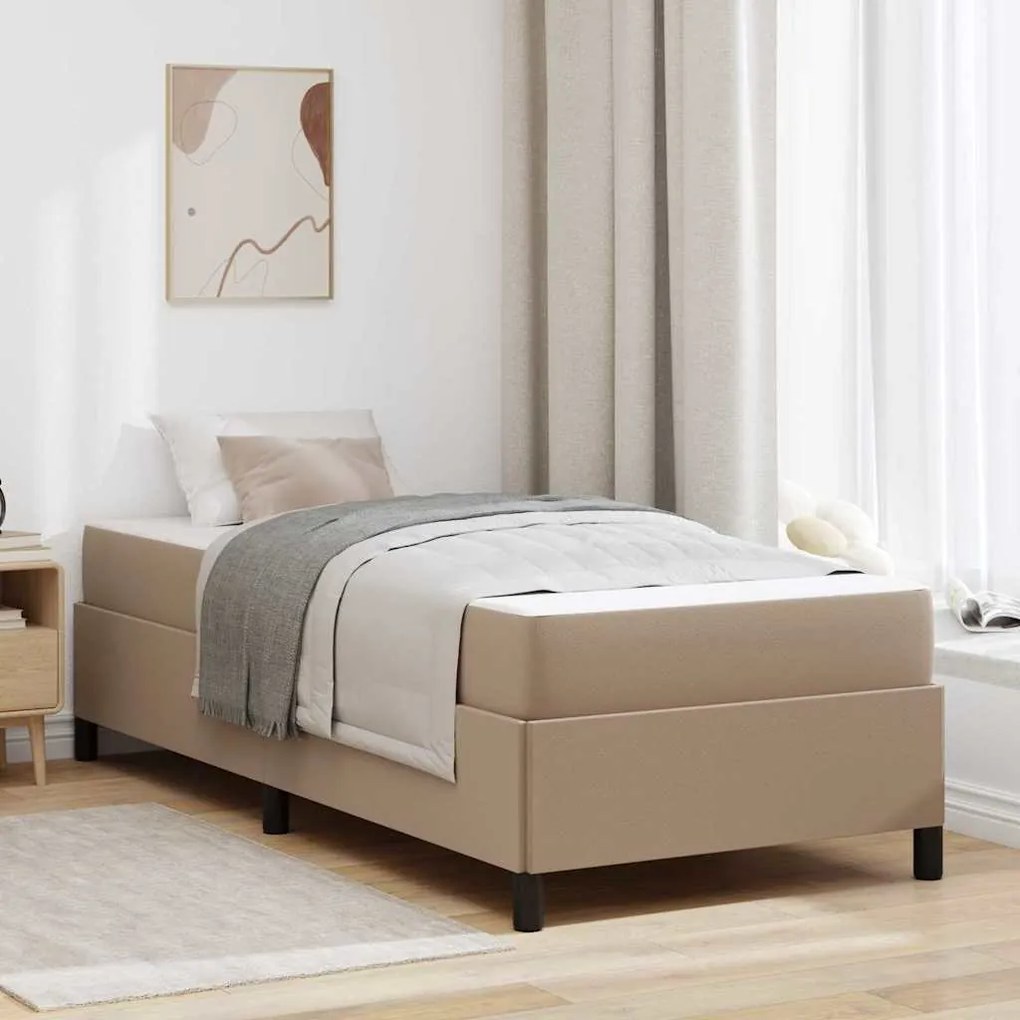 vidaXL Estrutura da Cama com colchão Cappuccino 90 x 200 cm tecido