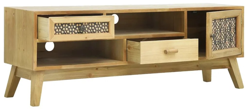 Móvel de TV 120x30x42 cm madeira entalhada castanho