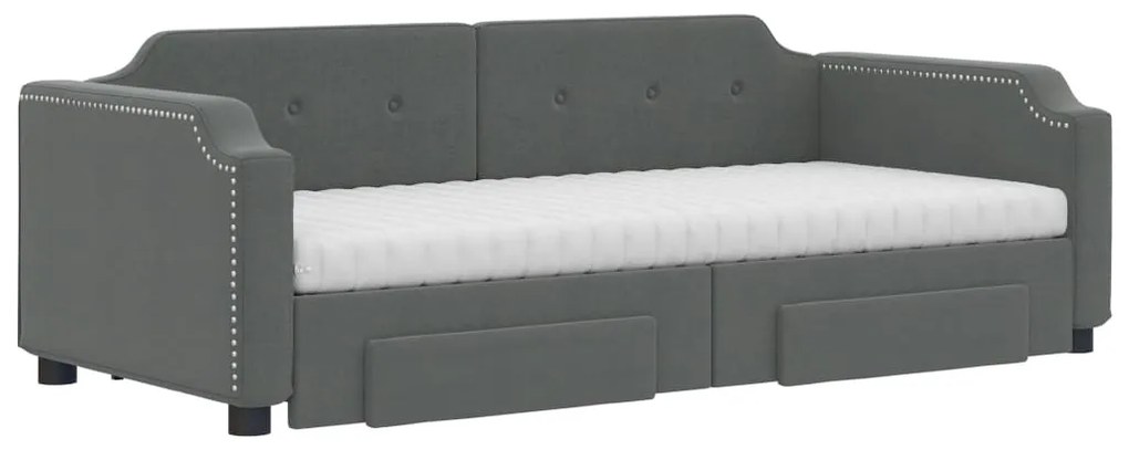 Sofá-cama c/ gavetão e gavetas 90x190 cm tecido cinzento-escuro