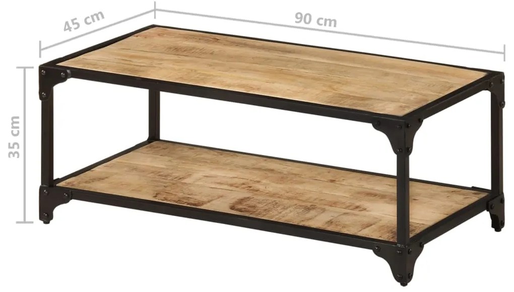 Mesa de centro 90x45x35 cm madeira de mangueira áspera maciça