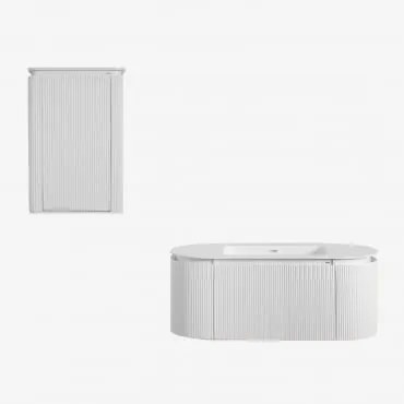 Conjunto De Móveis De Casa De Banho Em Madeira Com Lavatório Integrado Carsone Branco & Branco & Sem Espelho & Sem Torneira - Sklum