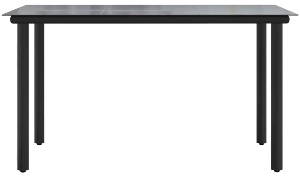 9 pcs conjunto de jantar para jardim vime de PVC preto