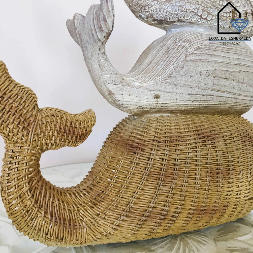 Peça Decorativa c/ Baleias | 29x10x27CM