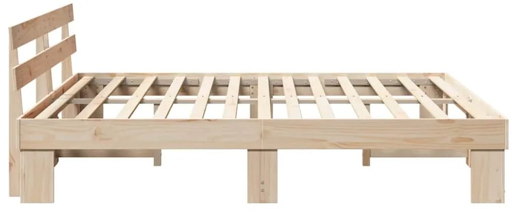 Estrutura de Cama com Cabeceira 180x200 cm Madeira Maciça de Pinho