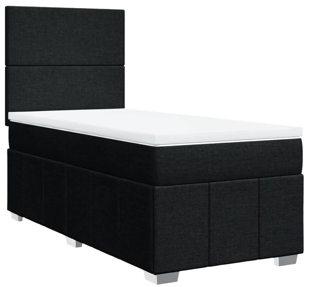Cama com molas/colchão 90x200 cm tecido preto