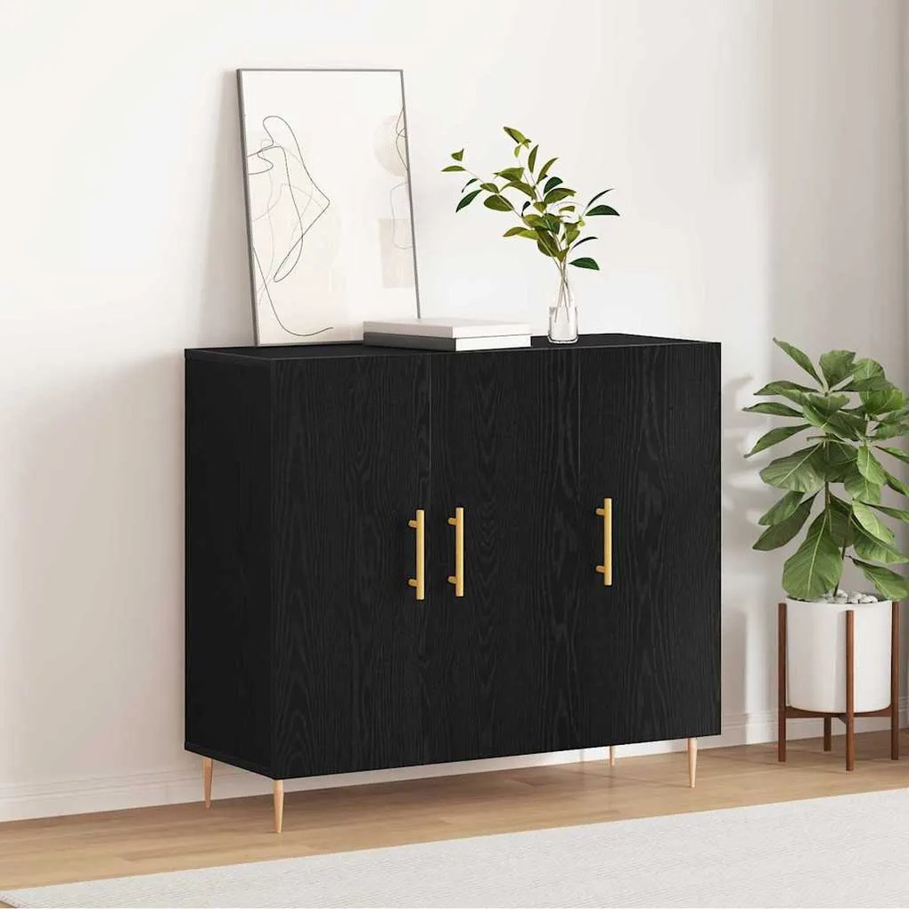 Buffet vidaXL Preto Carvalho 90x34x80 cm em Madeira de Engenharia
