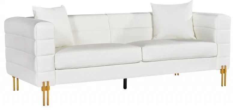 Sofá LARIOS, 3 lugares, estofado 208 x84 x71 cm pele sintética branca