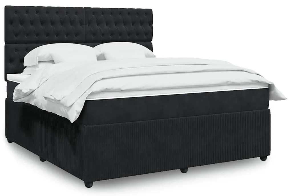vidaXL Cama com molas/colchão 180x200 cm veludo preto