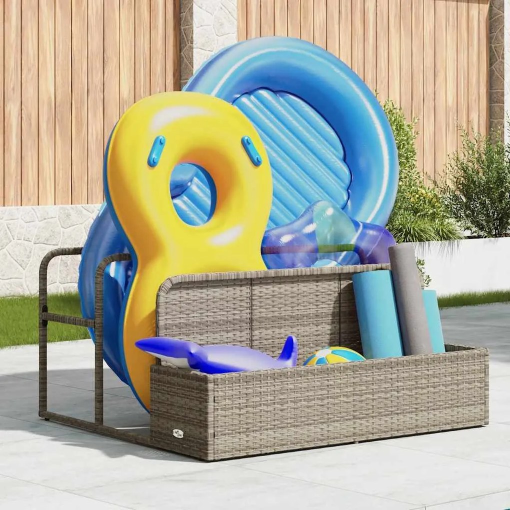 Armazenamento de bóias junto à piscina 110x100x57 cm vime PE