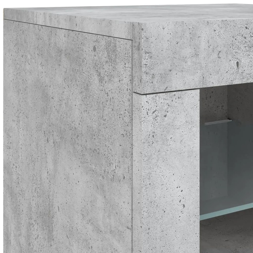 Aparador com luzes LED 162x37x67 cm cinzento cimento