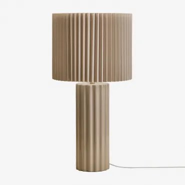 Candeeiro De Mesa Em Cerâmica E Tecido Marvila Crema & ↑60 Cm - Sklum