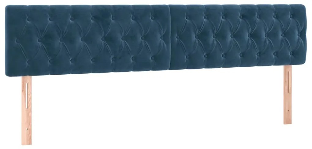 Cabeceira de cama c/ luzes LED veludo 180x7x78/88cm azul-escuro