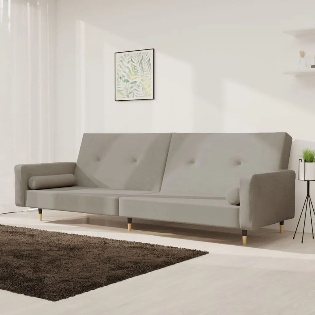 vidaXL Sofá-cama 2 lugares com duas almofadas veludo cinzento-claro