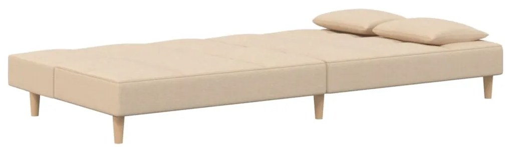 Sofá-cama 2 lugares com duas almofadas tecido cor creme