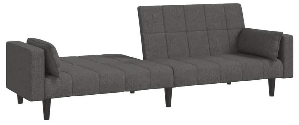 Sofá-cama 2 lugares com duas almofadas tecido cinzento-escuro
