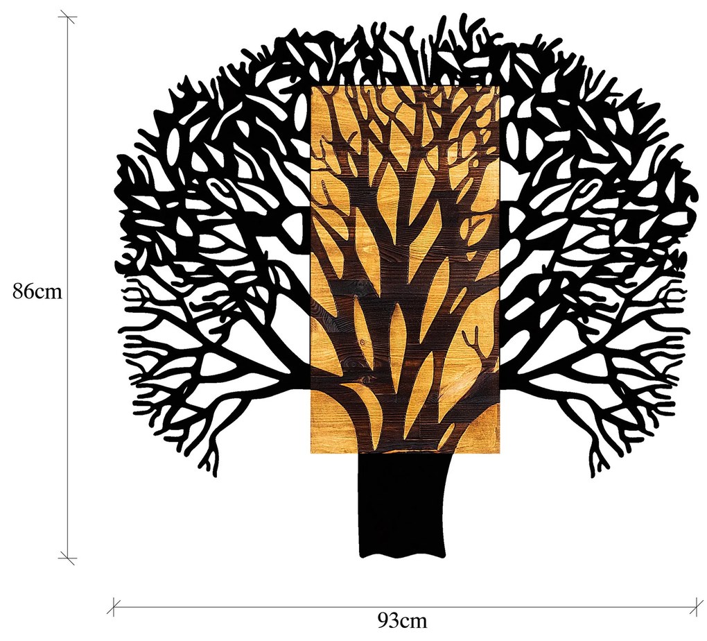 Acessório Decorativo de Parede Tree 1 – Nogueira e Preto – 93 x 3 x 86