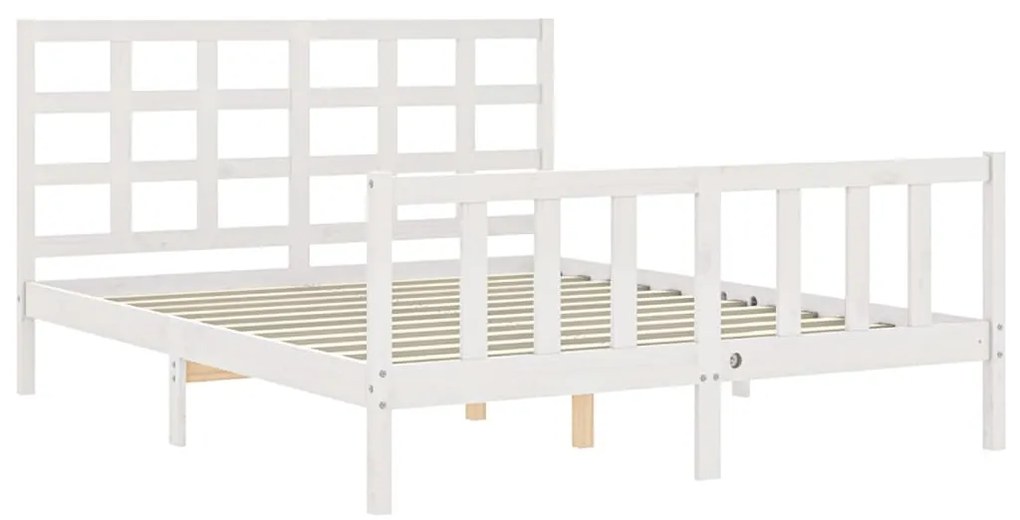 Cama sem colchão 160x200 cm madeira de pinho maciça branco
