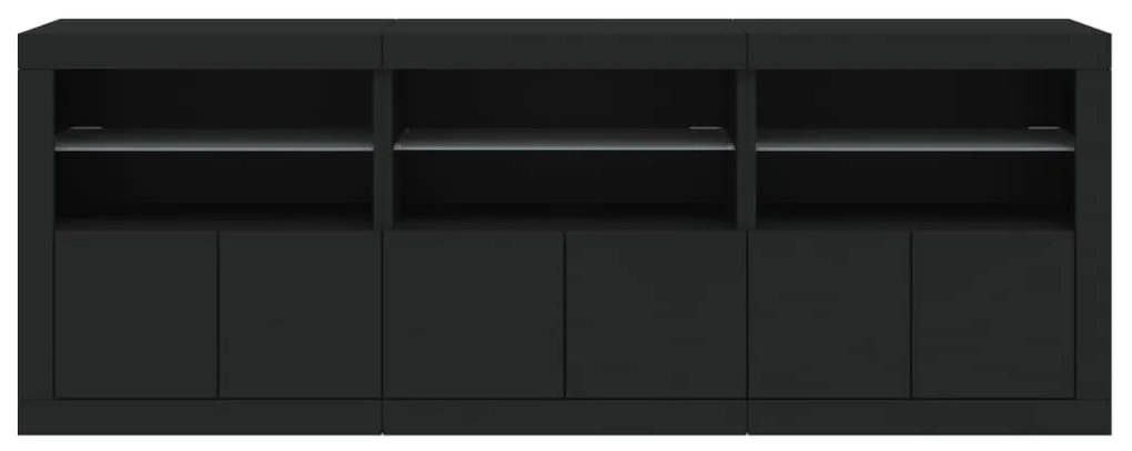 Aparador com luzes LED 181,5x37x67 cm preto
