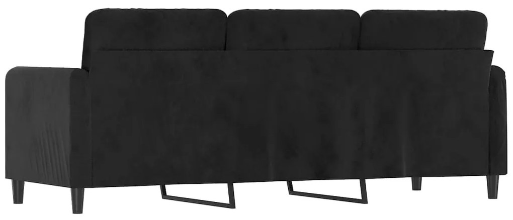 Sofá de 3 lugares 180 cm veludo preto