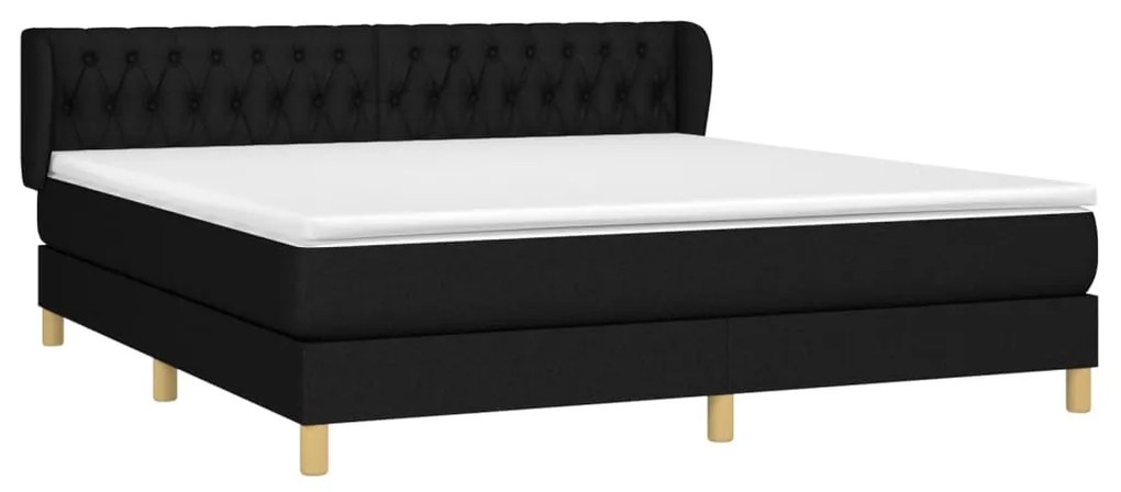 Cama com molas/colchão 180x200 cm tecido preto