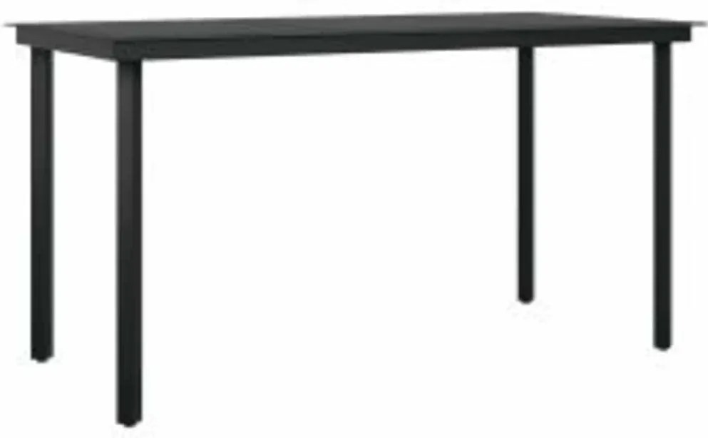 Conjunto de jantar jardim 5 peças almofadas vidro vime PE preto