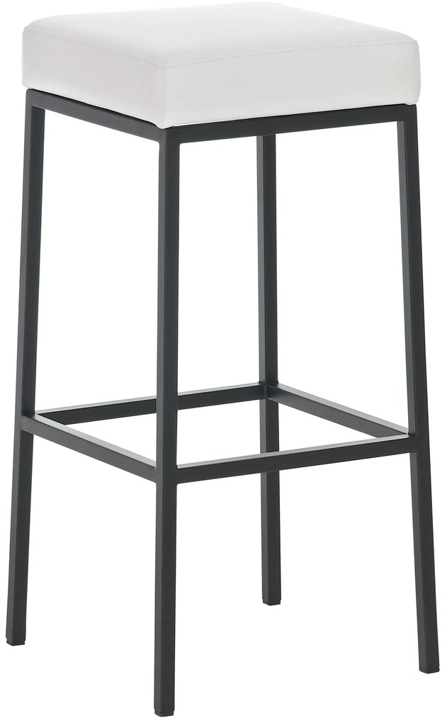 Banco de bar Montreal em couro sintético e com estrutura preta 37 x 78 x 37 cm Branco
