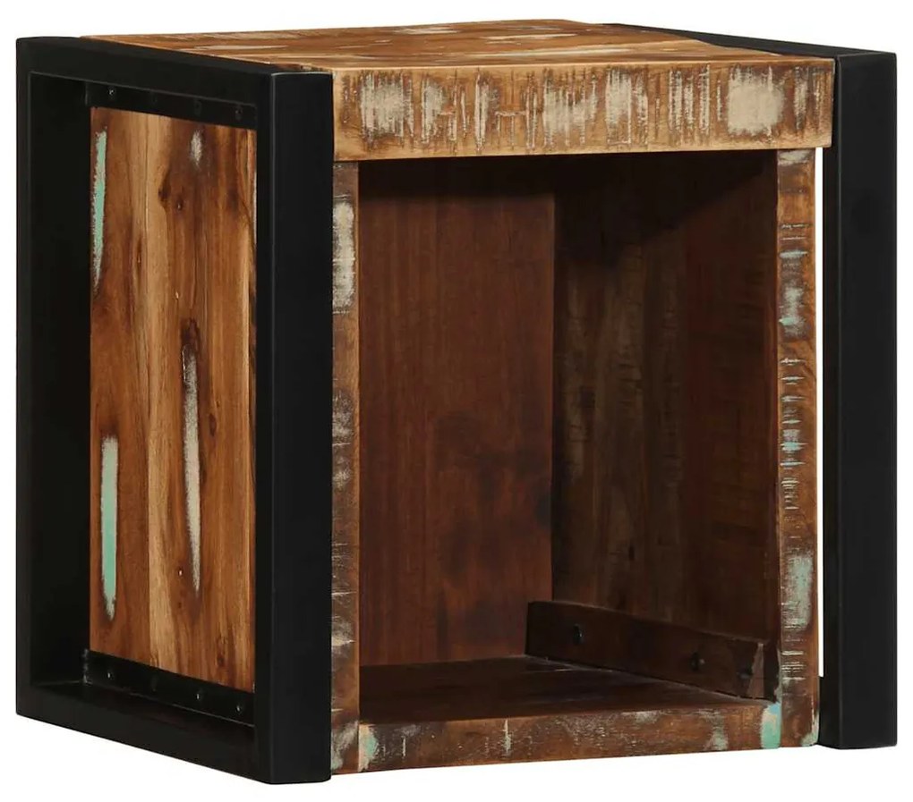 Mesa de cabeceira multicor 40x35x40cm madeira maciça recuperada