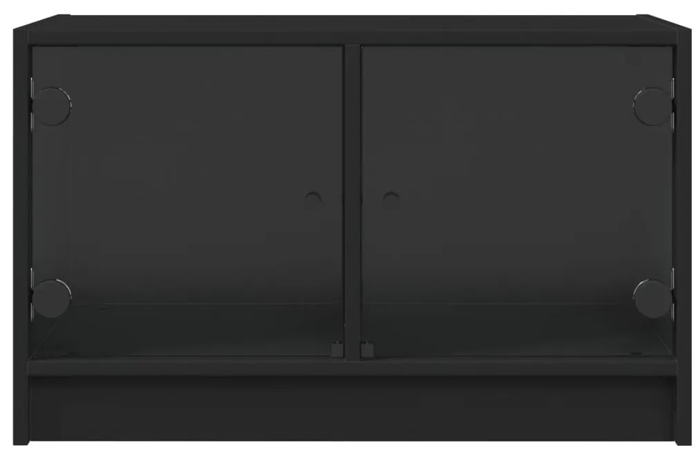 Móvel de TV c/ portas de vidro 68x37x42 cm preto